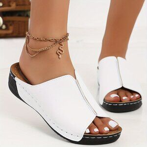 Platform Soft Sole Walking Slides, Comfort Beach Wedge Slides